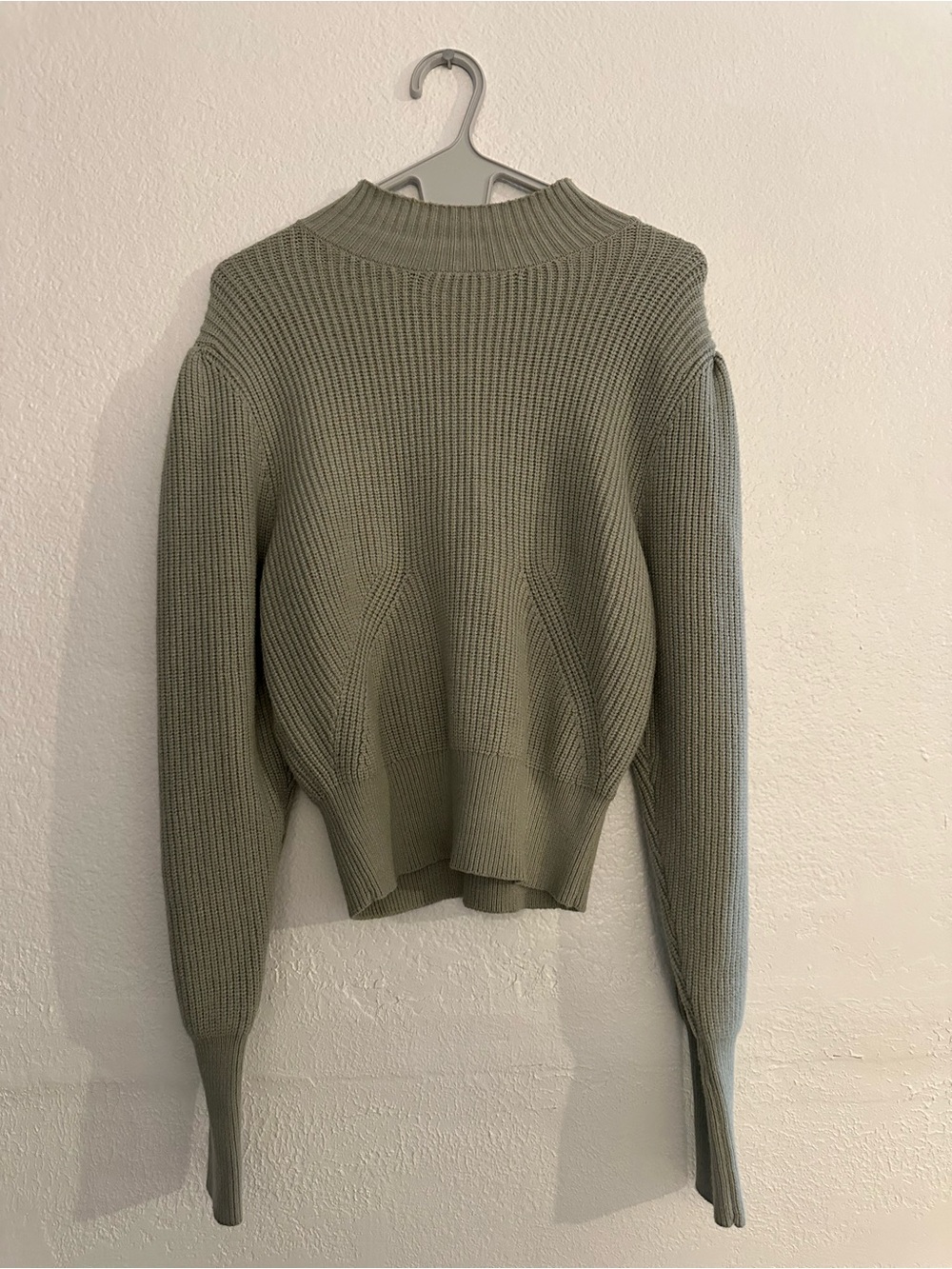 Philosophy Olive Green Ribbed Mock Neck Sweater